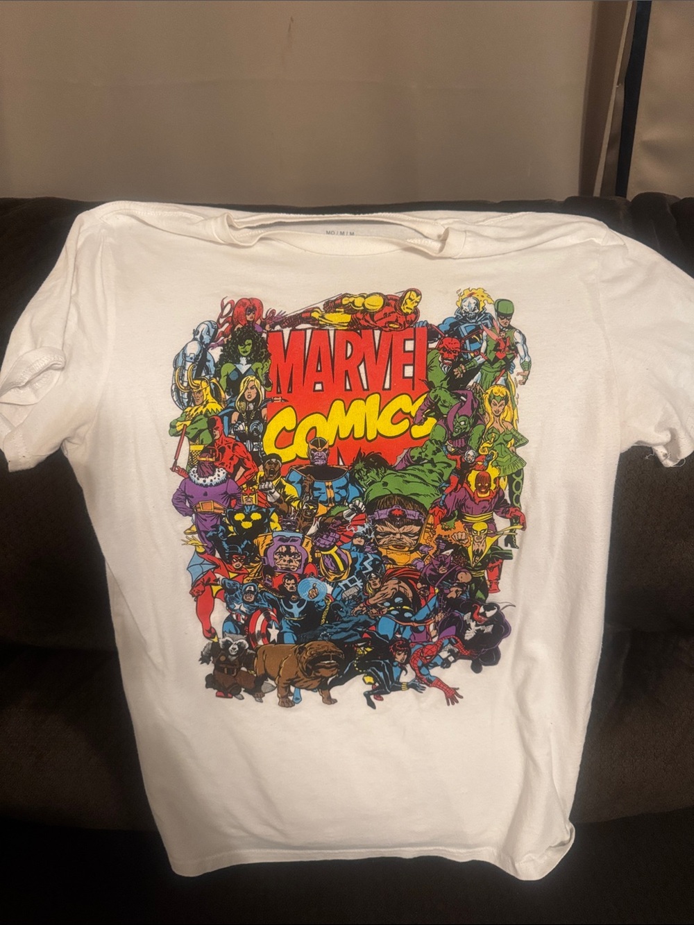 Marvel White  Graphic Tee with Multicolor Comic Art